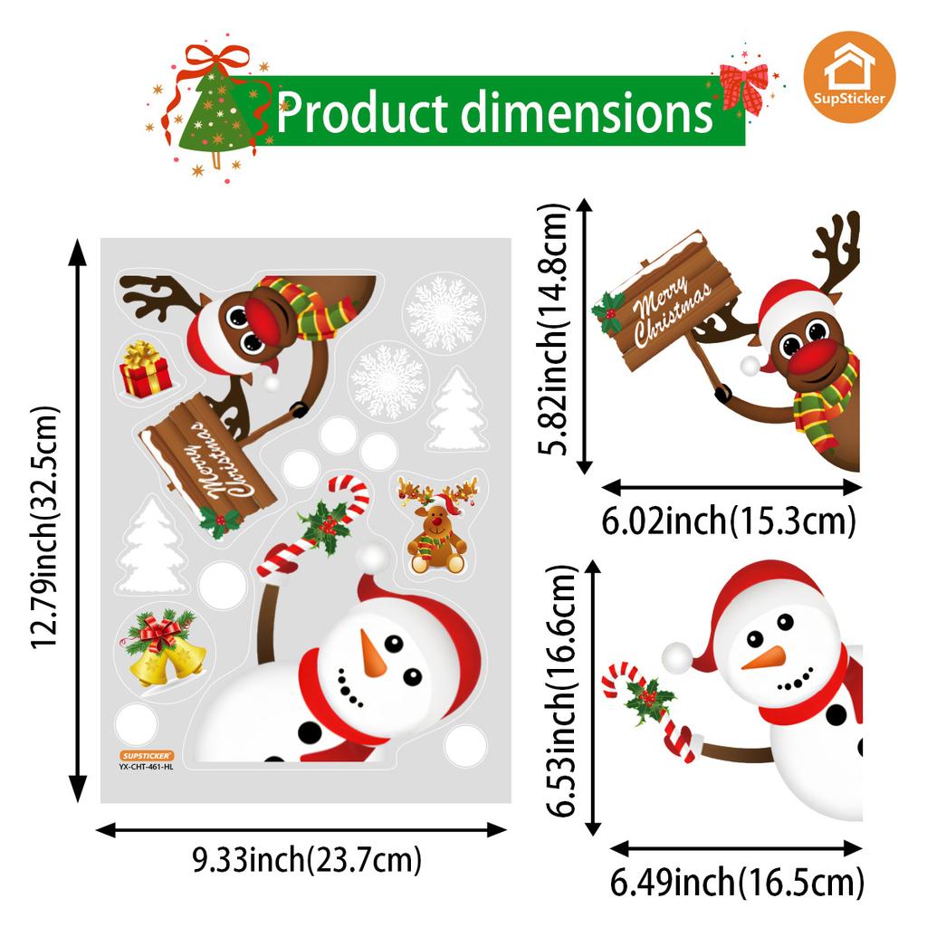 Christmas Self-Adhesive Glass Sticker Window Sticker Style Santa Decoration