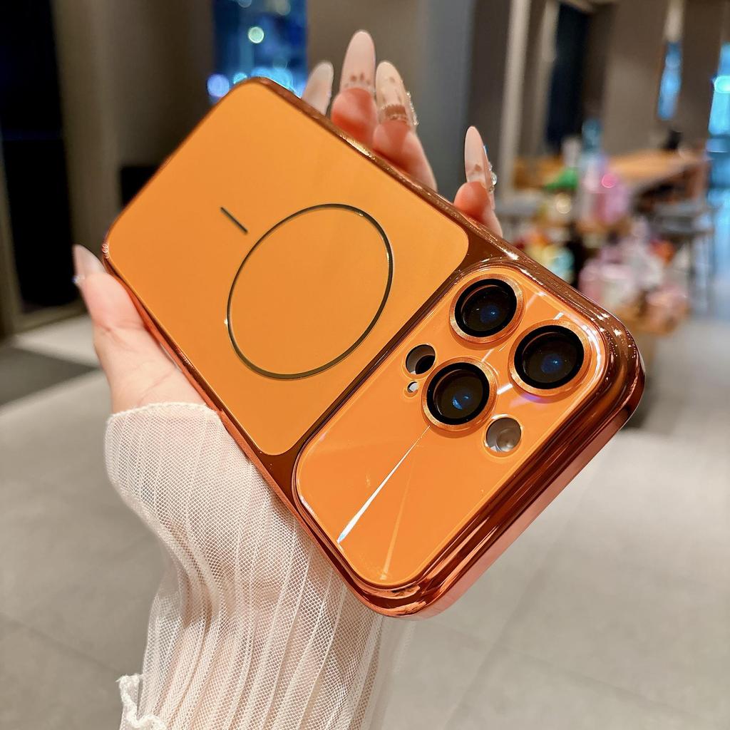 Electroplated Magnetic Thin Ring Case for iPhone 16 Pro Max with Lens Protective Film