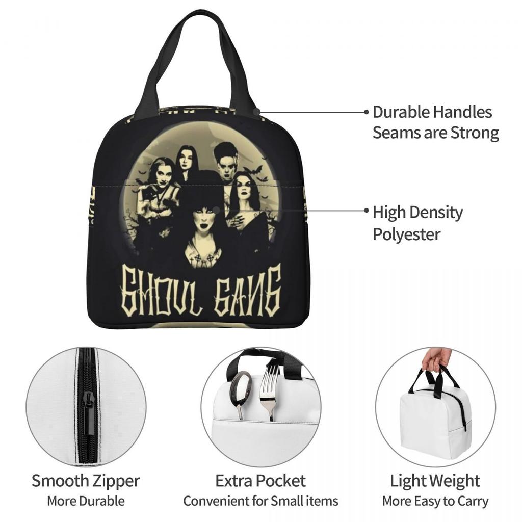 Elviras Mistress Of The Dark Movie Insulated Lunch Bag for Women Office Cooler Thermal Food Box Tote Lunch Boxes Container