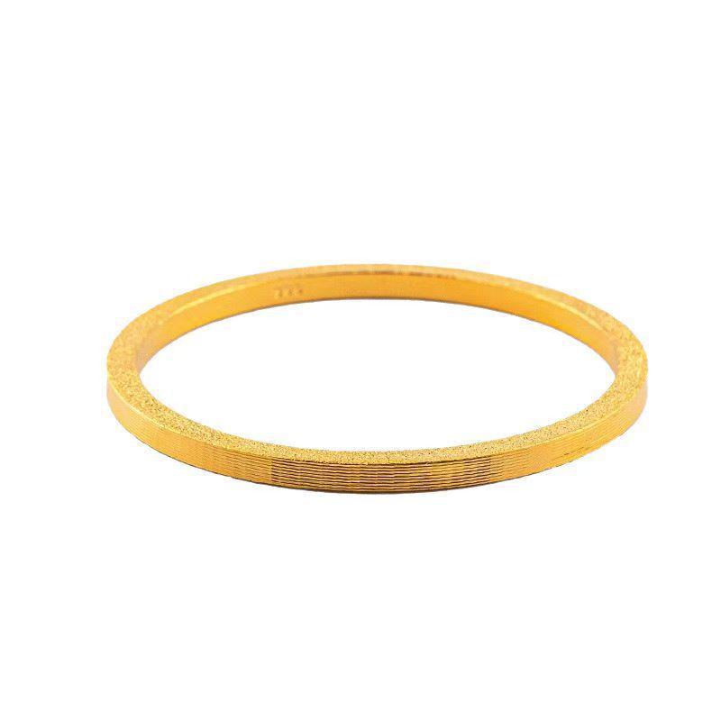Gold Plated Sandblasted Bangle: Women's Luxury Simulated Gold Wedding Bracelet