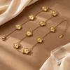 18K Gold Titanium Steel Women's Necklace with Ten-Flower Five-Leaf Design, 13mm Pendant, Elegant and Versatile.