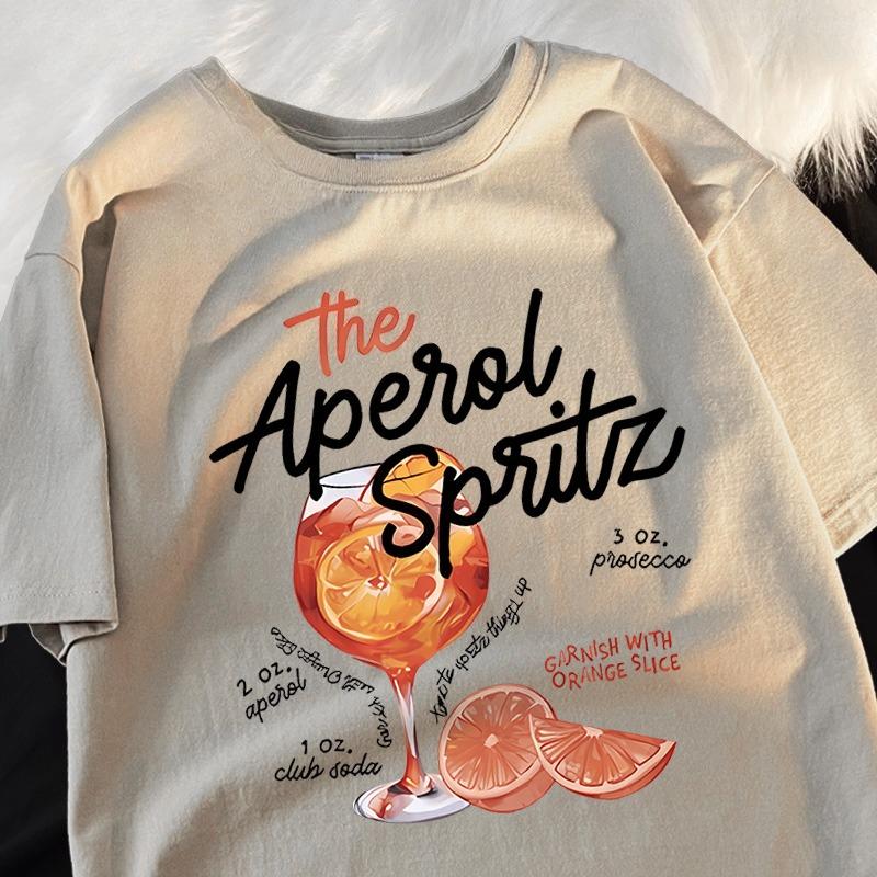 Iced Lemon Wine Beverage Print CottonTShirts Men Cute Crewneck Clothes Loose Summer T-Shirts Fashion Short Sleeve
