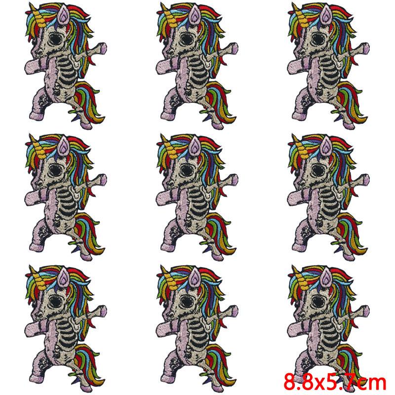 10Pcs/Lot Skull Punk Patches For Clothing Hip Hop Iron On Patches For Clothes Patch Thermoadhesive Embroidery Fusible Patch DIY
