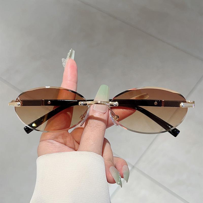 JYL TS Sunglasses UV Protection Small Frameless Ellipse High European/3106