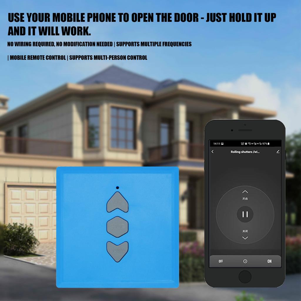 Multi Frequency 433MHz Wireless Remote Control For Garage Gate Features Anti Drop Design And One Key Signal Cloning