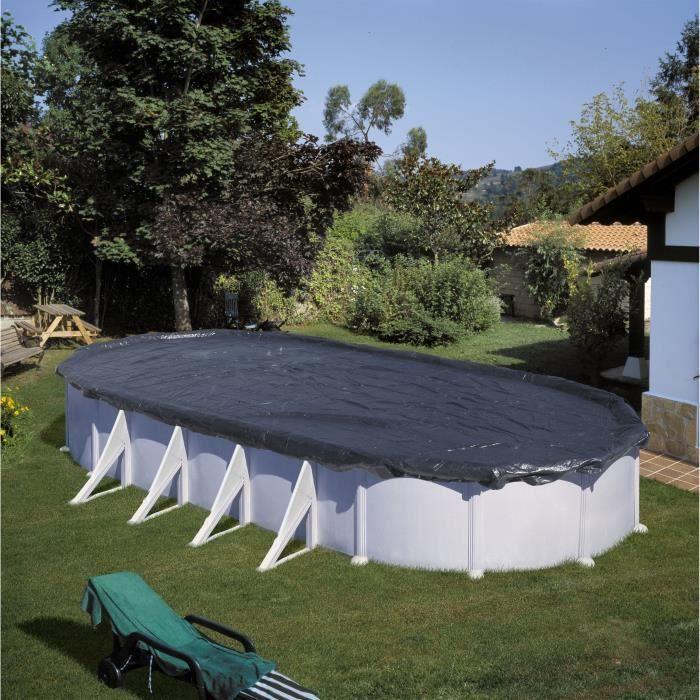 Gre Winter Cover for Oval Above-ground Tubular Pool 6.1 X 3.75 M - 180g/m² - Protection Against Leaves and Debris