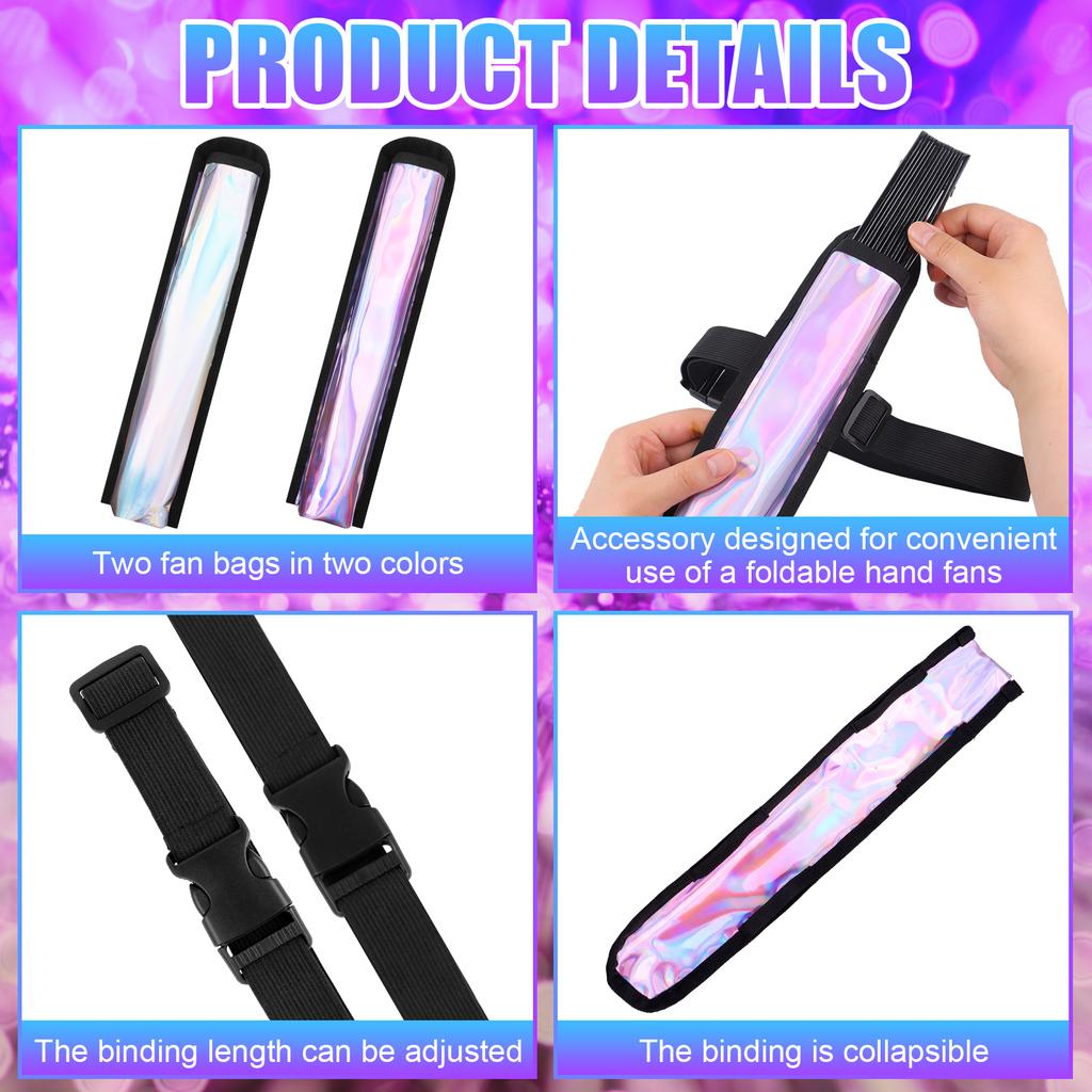 2er-Pack Fächer-Rave-Halter - Fächerholster - Rave-Festival-Zubehör | Handfächerhalter & Oberschenkelholster Rave-Zubehör für Konzert F