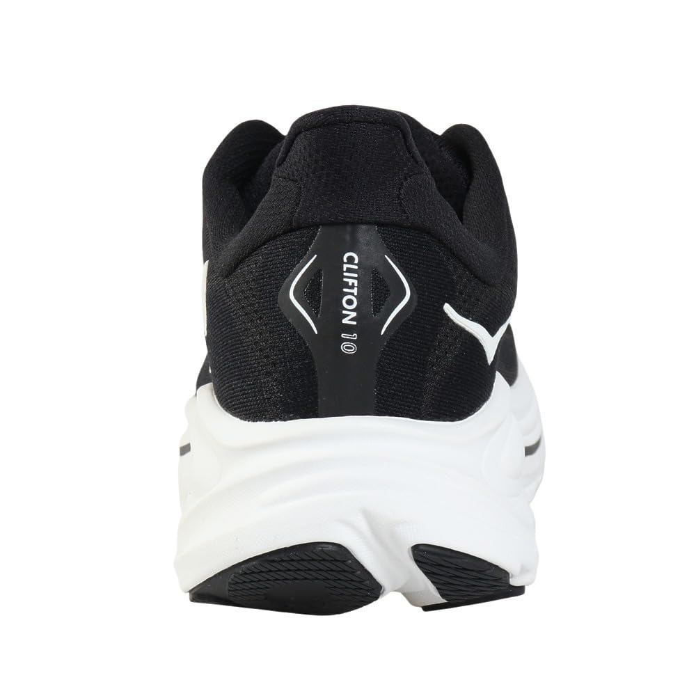 HOKA Clifton 10 Laufschuhe Schwarz und Weiß Gedämpfte Sneaker zum Gehen und Joggen und Schuhgröße, (1162030-BWHT), Herren, Ultraleicht, (Schwarz
