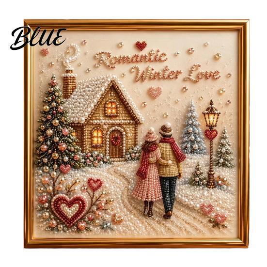 Christmas Gem Art DIY Faux Pearl Kit Winter Scene Painting Wall Decoration 3D Sparkling Animal Craft Kit for Adults Holiday Decor Supplies