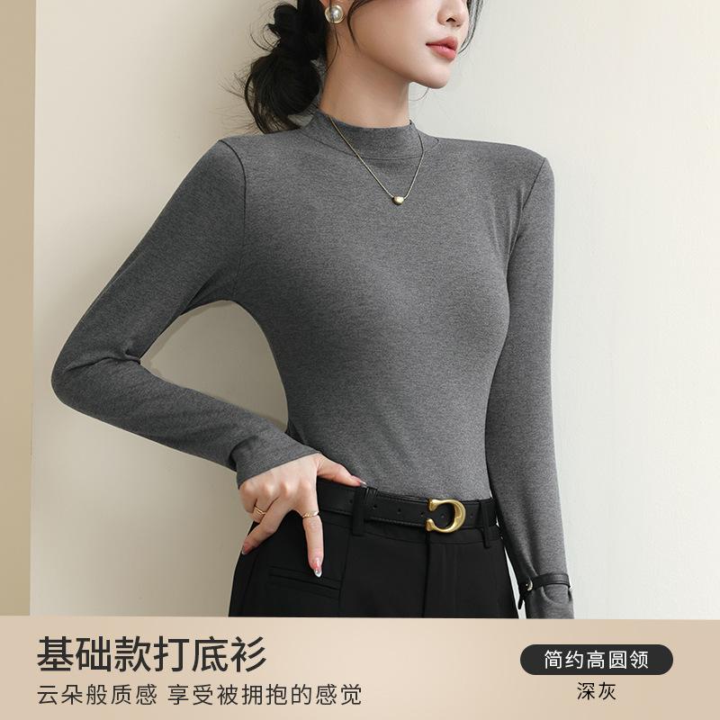 Semi-turtleneck Bottoming Shirt Women's Autumn and Winter New Slim-fit Knitted Inner Early Autumn Long-sleeved Shirt Top