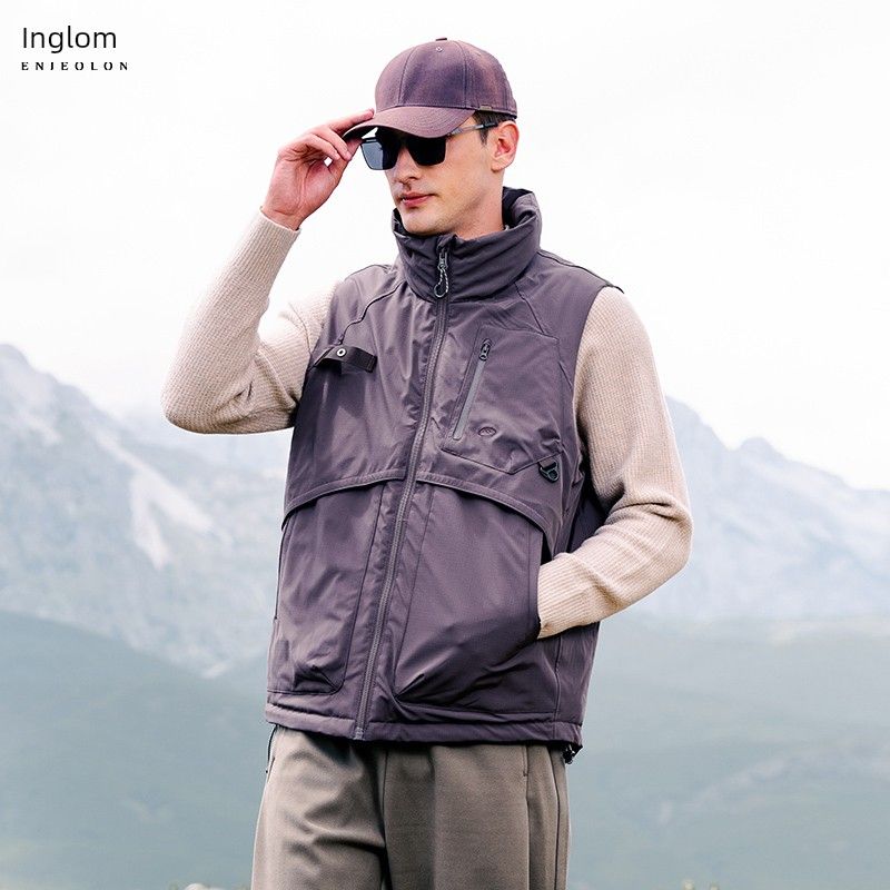 

Yingjuelun White Duck down Lightweight down Vest Men s Stand-Up Collar Outer Vest Autumn and Winter Cold-Proof Short Workwear Jacket Smoky Purple M