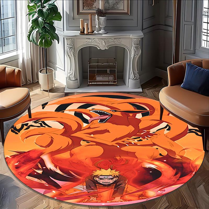 1 Stück NARUTO (3) Runder Teppich mit Aufdruck Stuhl Runder Teppich Geeignet für Schlafzimmer Wohnzimmer Heimdekoration Teppich