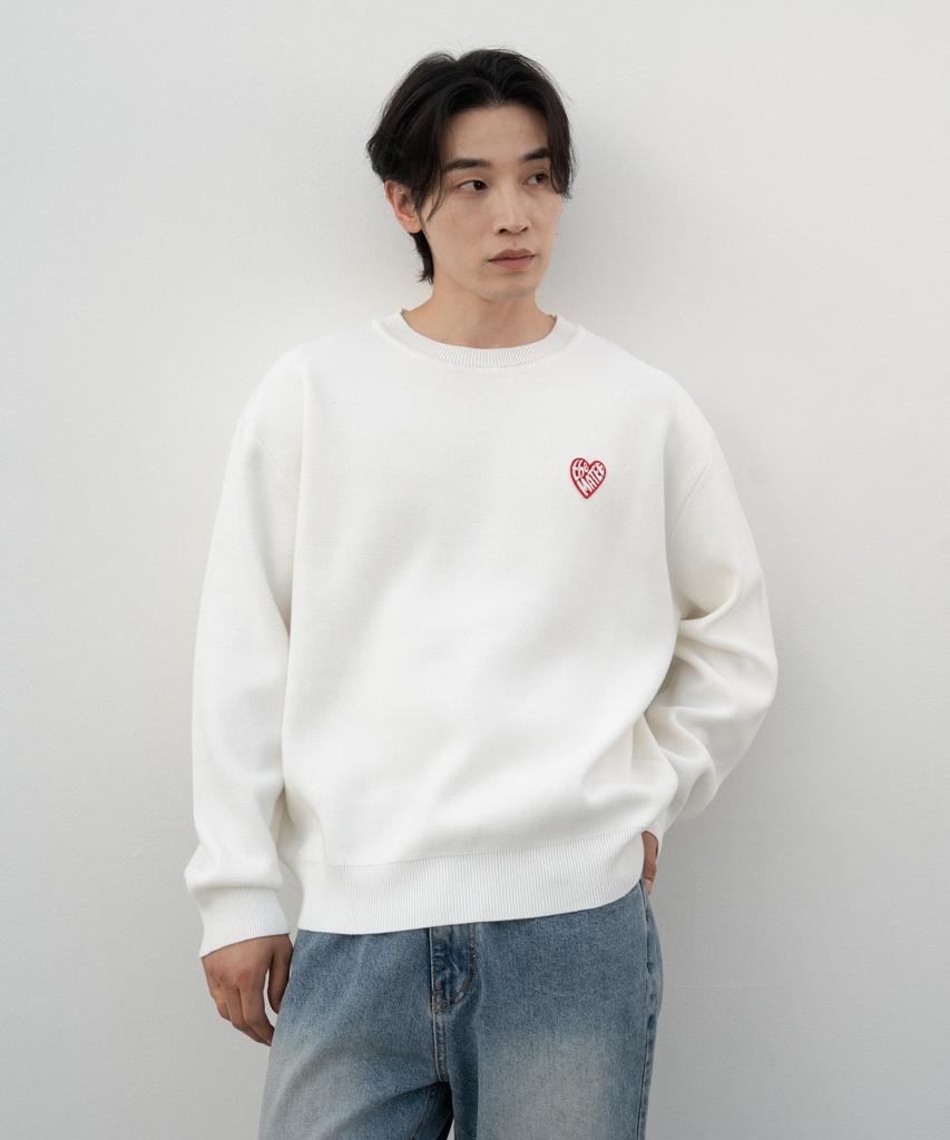 Deomati Mati Heart Wappen Round Knit - White