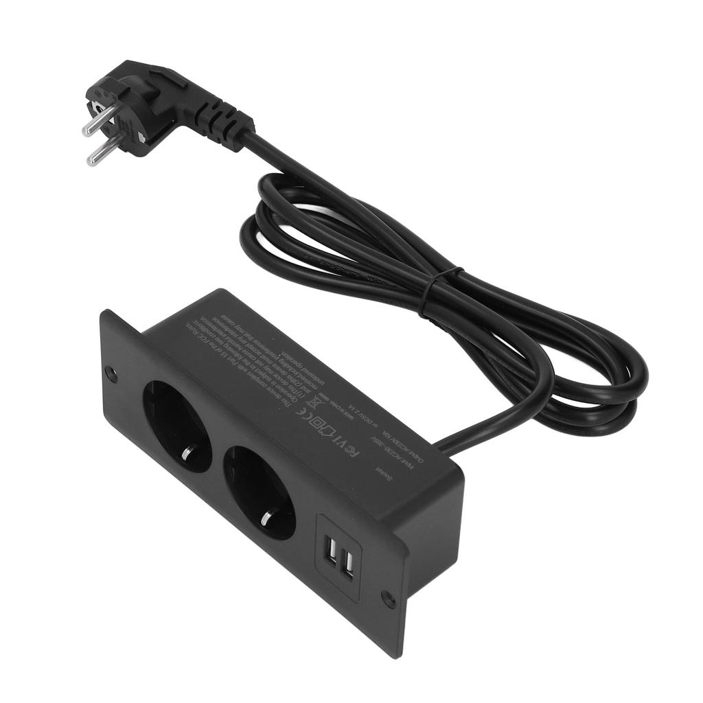 Embedded Power Outlet 2 USB 2  10A Ports Recessed Desk Socket In Desk Power Hub with 1.5m Cable