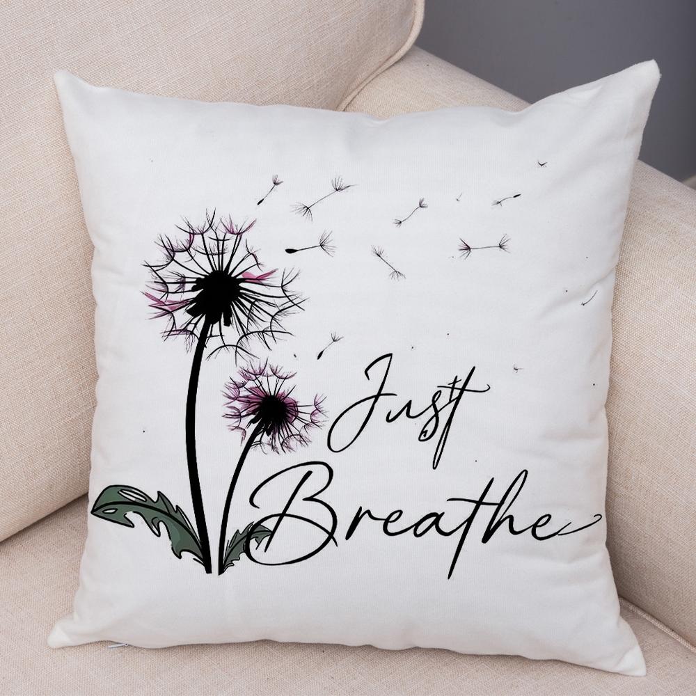 Faith Hope Love Pillowcase Double Print Hummingbird Dandelion Cushion Cover Soft Plush Enjoy Little Things Pillowcase for Sofa