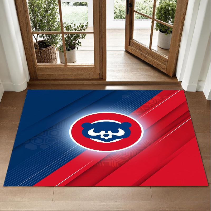 Chicago Cubs Design Crystal Velvet Rug Soft Decorative Mat for Bedroom Entrance