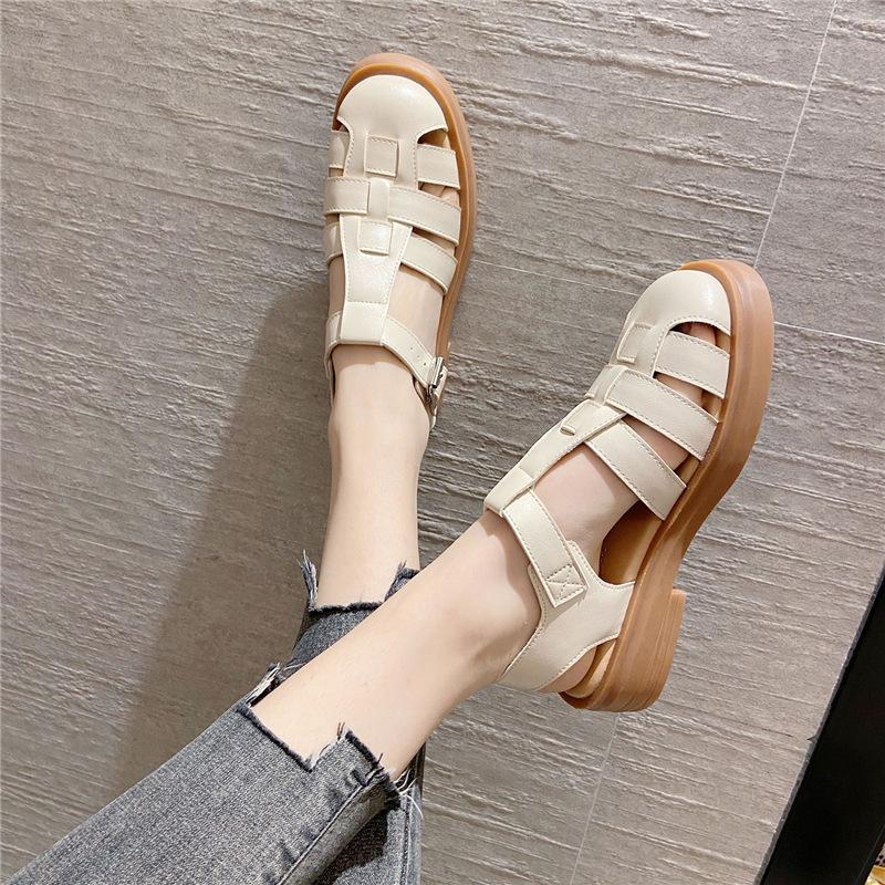 

Su Yinyin has the same style, an ugly artifact~ casual fashion woven platform Roman sandals summer women s shoes 2025 new models 40 абрикосовый