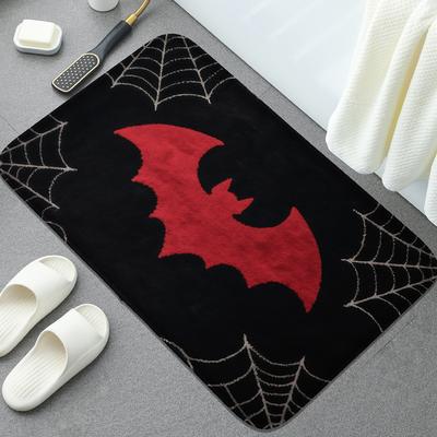 Fledermausmuster Halloween Fußmatte-Superweich, Rutschfest, Maschinenwaschbarer Plüsch Winterteppich, Die beste Wahl für Halloween