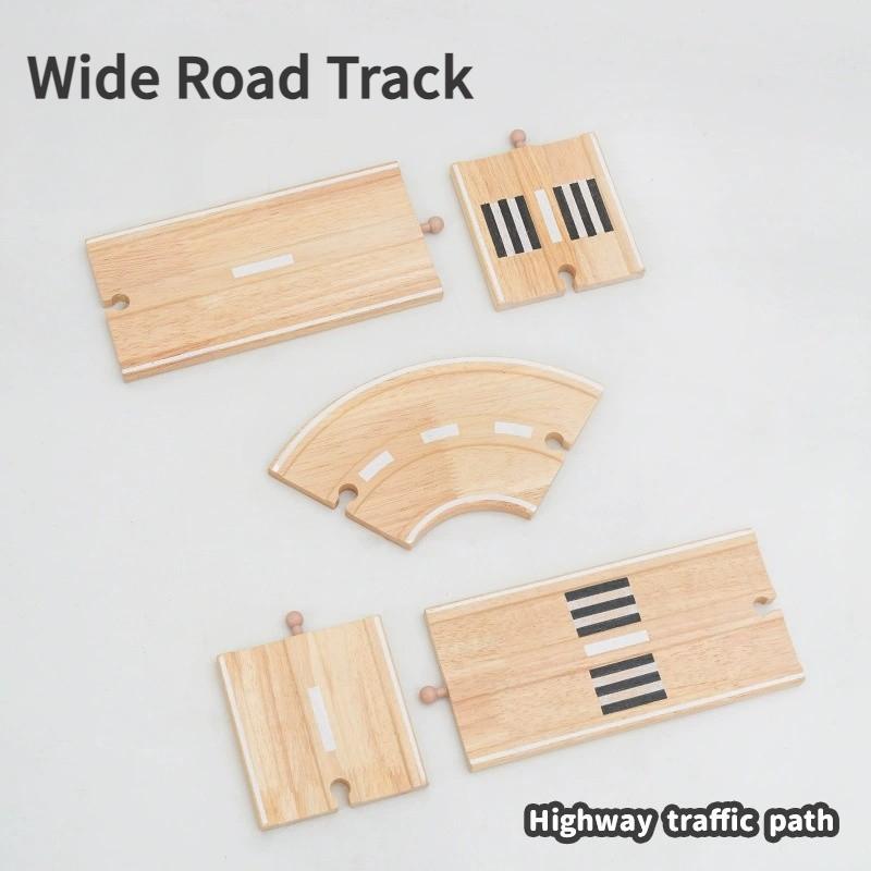 Wooden Train Tracks Beech Wood Road Bridge Railway Accessories Fit for Brand Wooden Tracks Toys for Children Birthday Gifts