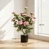 65cm Artificial Camellia Flower Plant in Pot with 116 Lush Leaves & Moss Effect, Pink