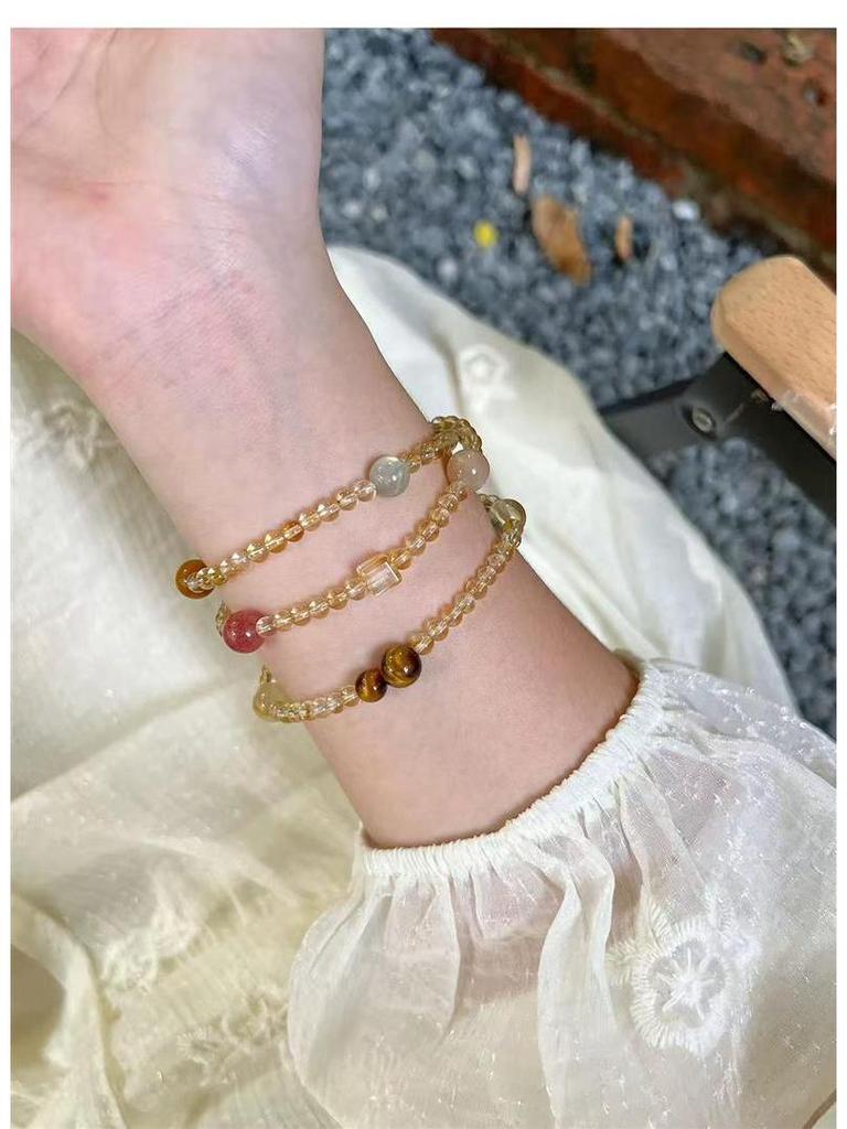 Sweet Cream Citrine Multi-Treasure Bracelet: Stylish, Versatile Gift for Her in Exquisite Crystal Jewelry