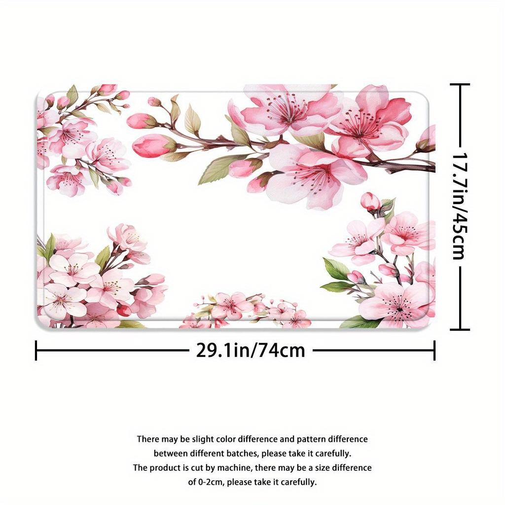 Pc Valentine'S Day Pink Cherry Blossom Bathroom Set Shower Curtain Non-Slip Mat U-Shaped Toilet Mat Toilet Seat