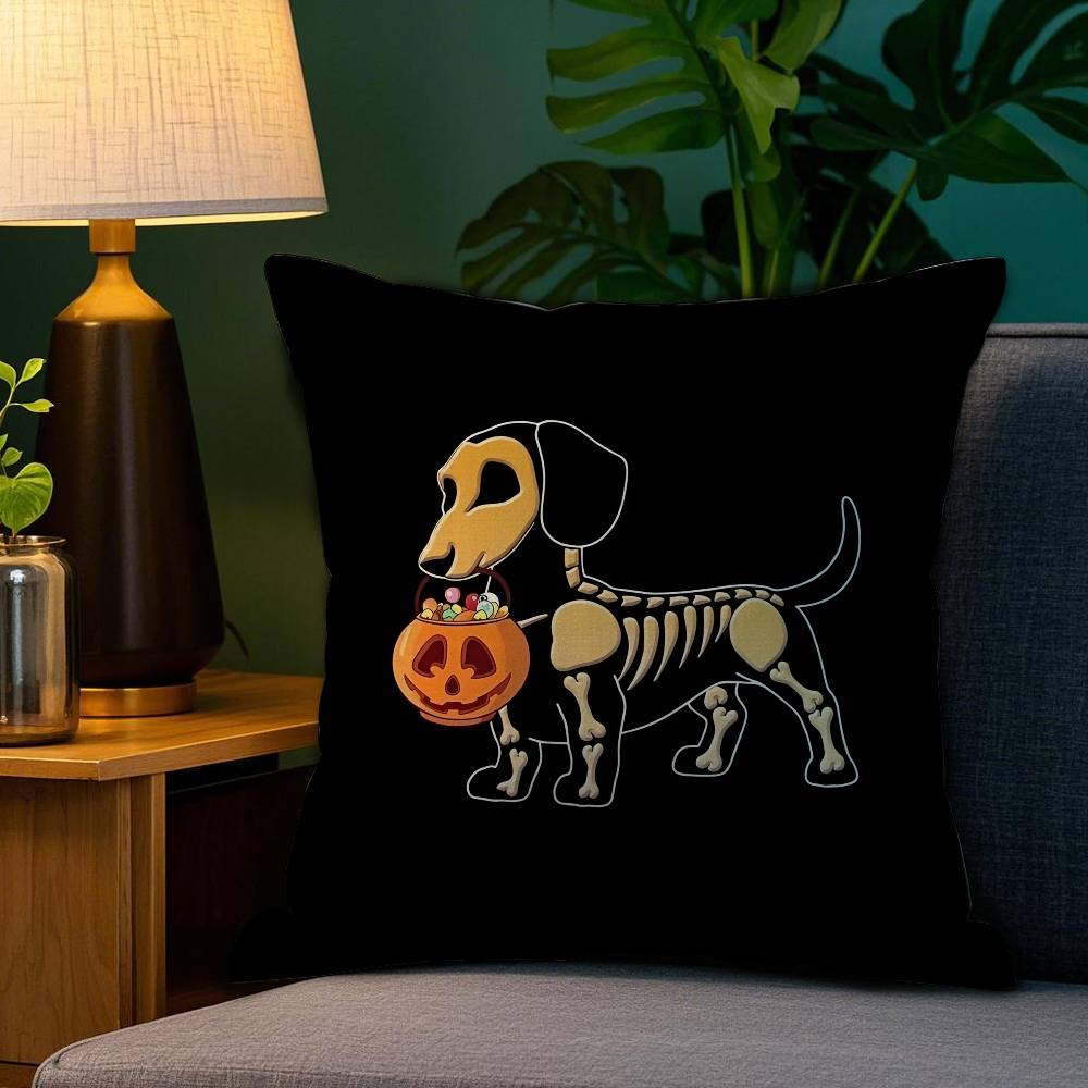 

Halloween Pumpkin Skull Pillow Case Plush Fabric Soft Double Sided Print Home Sofa High Quality Cushion Cover Throw 12x12Inch