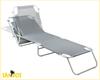 Folding Garden Beach Lounger with Roof, Pool Sunbathing Bed, Gray