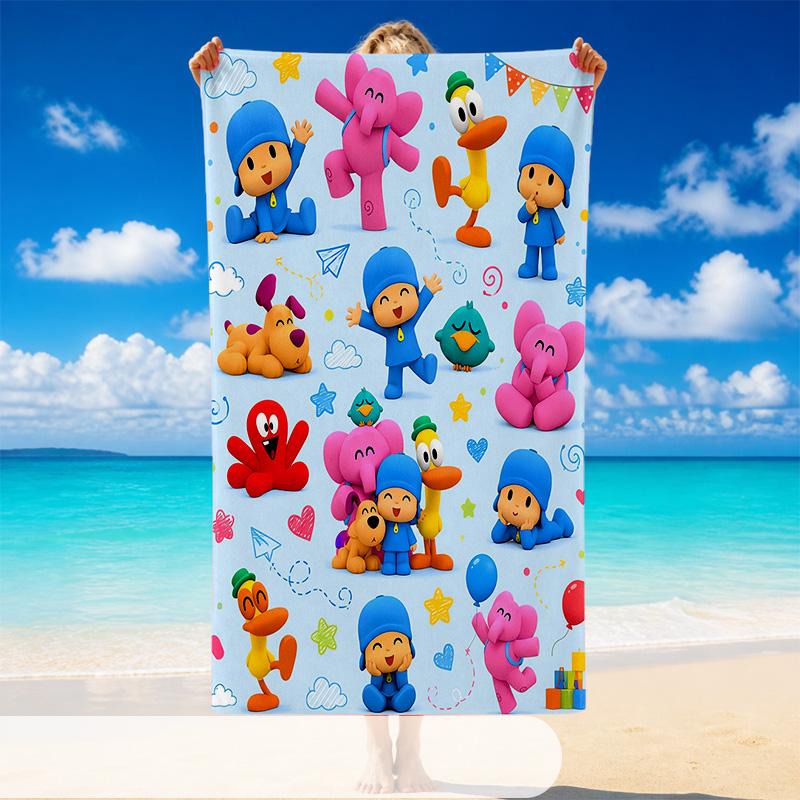 Quick Dry Beach Towel Pocoyó Cartoon Pattern, Lightweight Absorbent Towel for Pool Beach Vacation Use