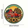 Iron Tin Sign Vintage Red Truck Sunflower Farmhouse Wall Art Decor