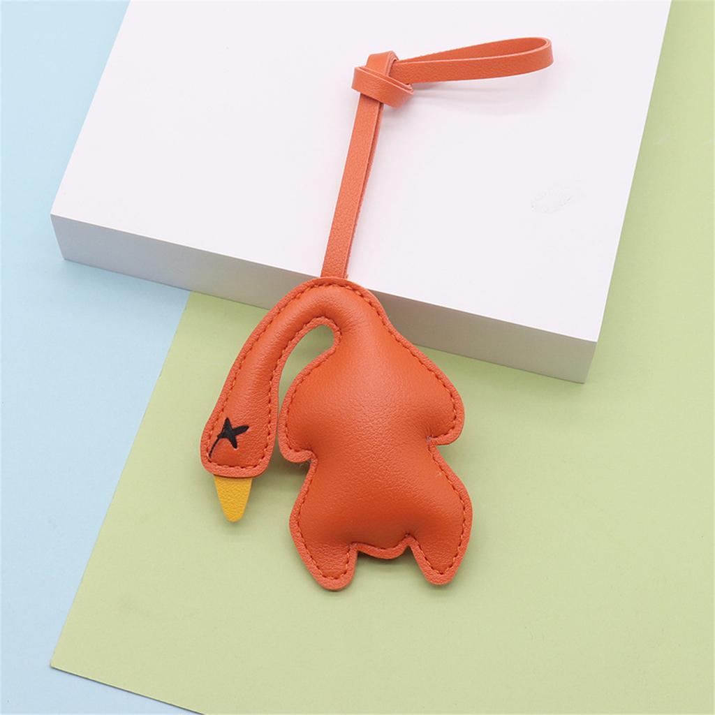 Cute Roast Duck Design Keychain For Keys Bags Car Decoration Soft PU Leather Keyring Fashionable Accessory Gift Idea