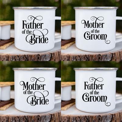 Wedding Enamel Mug Family Members Best Original and Fun Gifts In Wedding White Handled Cup Coffee Tea Enamel Mug Drink Water