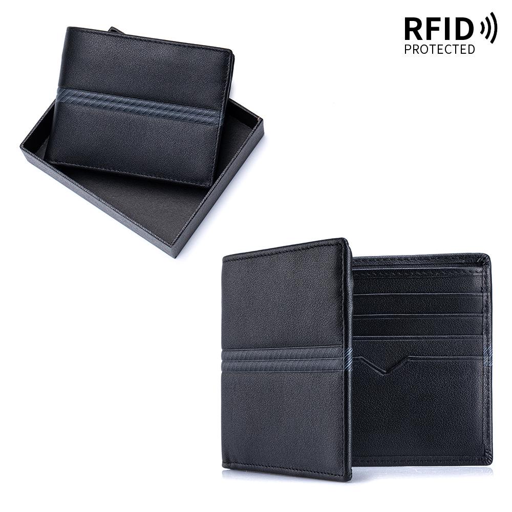 Herren Top Layer Rindsleder Gestreifte Brieftasche - Perfektes Geschenk für Vater, Ehemann oder Freund zum Geburtstag