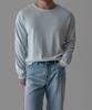 Baulopeulodeogteu Sheer Crop Raw Edge Knit [Light Blue]