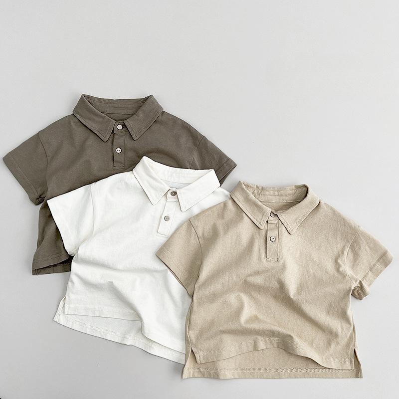 Children's Short Sleeved T-shirt Boys' Polo Shirt Summer Girls' Korean Versatile and Personalized Top Minimalist Style