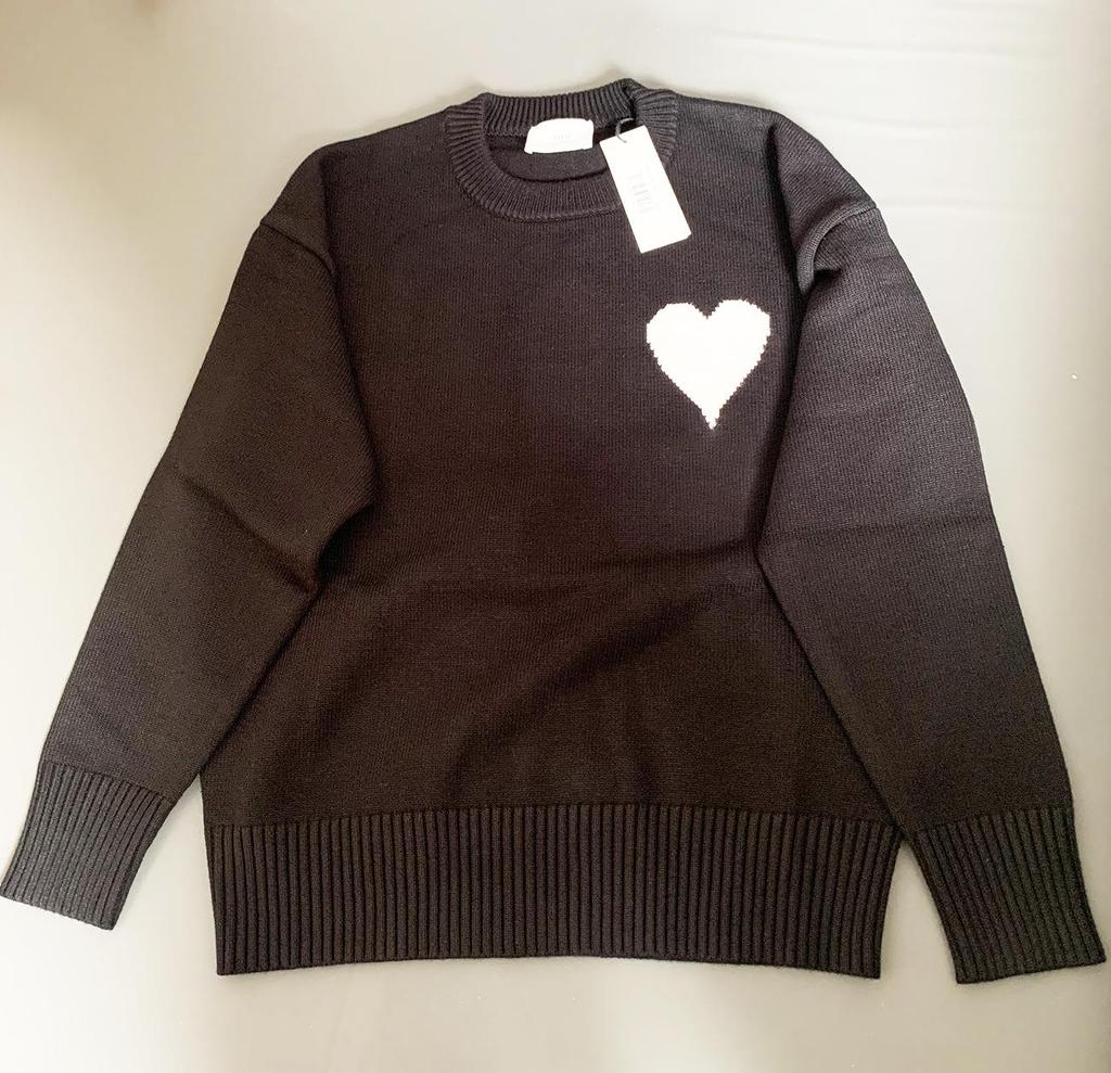 AMI 2024 Autumn/Winter Macaron Love Jacquard Unisex Thick Knit Sweater