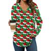 Women's Fashion Hoodies V Neck Long Sleeve Christmas Printed Drawstring Casual Loose Pullover Tops