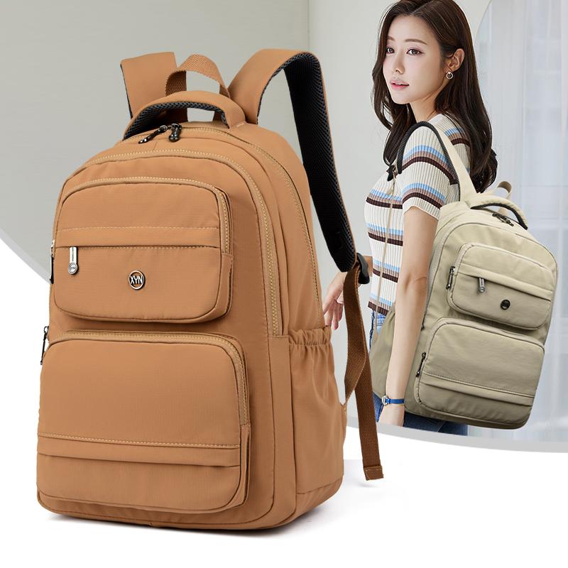 

Women s Backpack Student Schoolbag Nylon Computer Bag Large Capacity Backpack темно-сірий