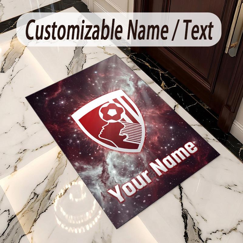 Crystal Velvet Rug Bournemouth Football Print Custom Name Text Floor Mat Home Decor