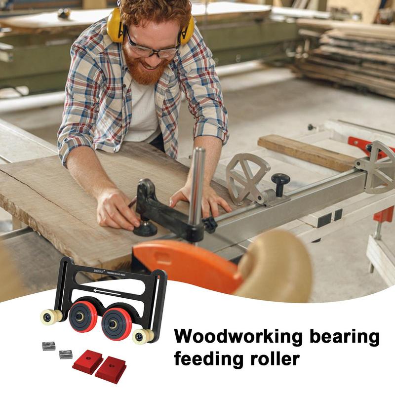 Table Saw Roller Feeder Aluminum Alloy Bearing Roller Featherboards Safety Rust-Proof Roller Feeder Woodworking Tools For Band