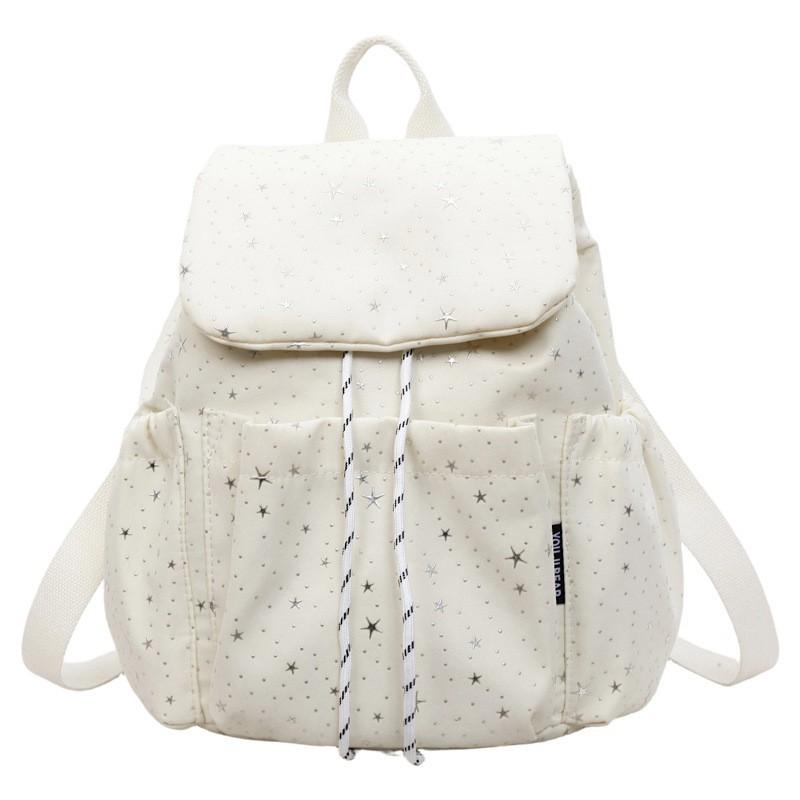 

Женский однотонный рюкзак Ins 2026 Новый студенческий для занятий и поездок на работу Затягивающийся шнурок Повседневная школьная сумка покинуть белый