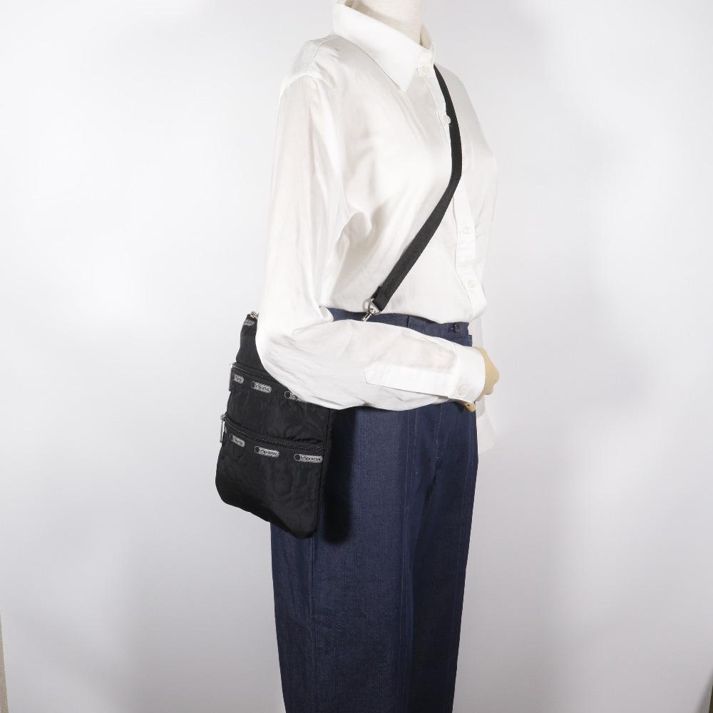 LeSportsac Pochette Shoulder Bag Flower stitch black Nylon flour Women Used