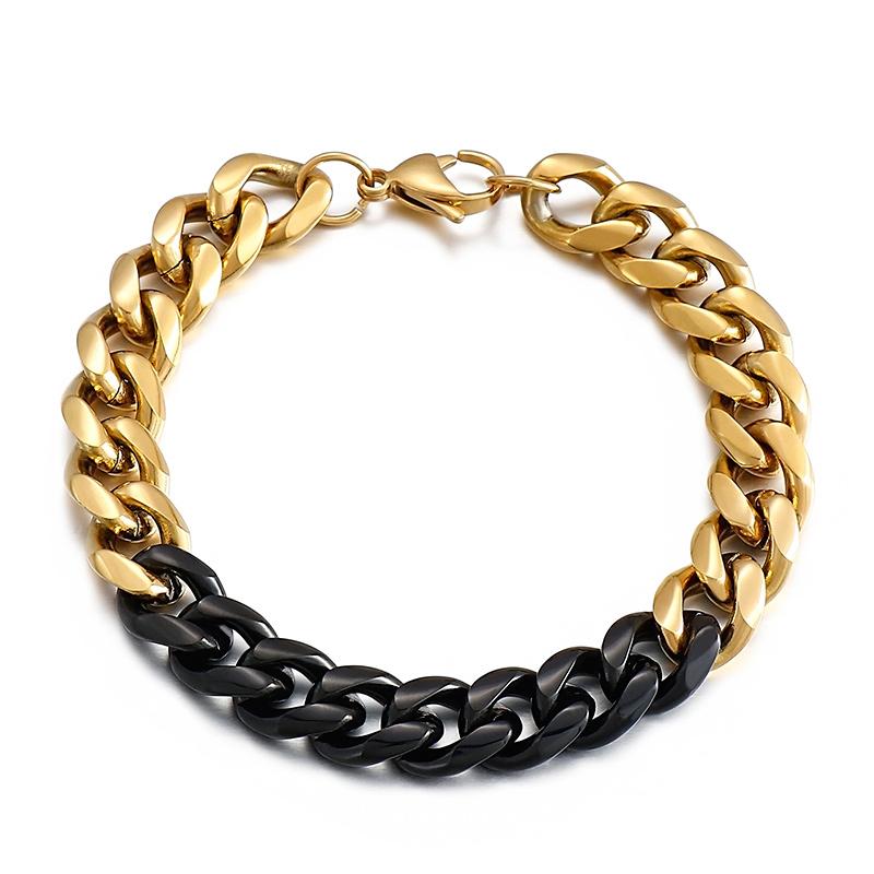 Trendy Cuban ChainMen's Wristband Armband Bracelet 10mm Splicing Chains Stainless Steel Jewelry