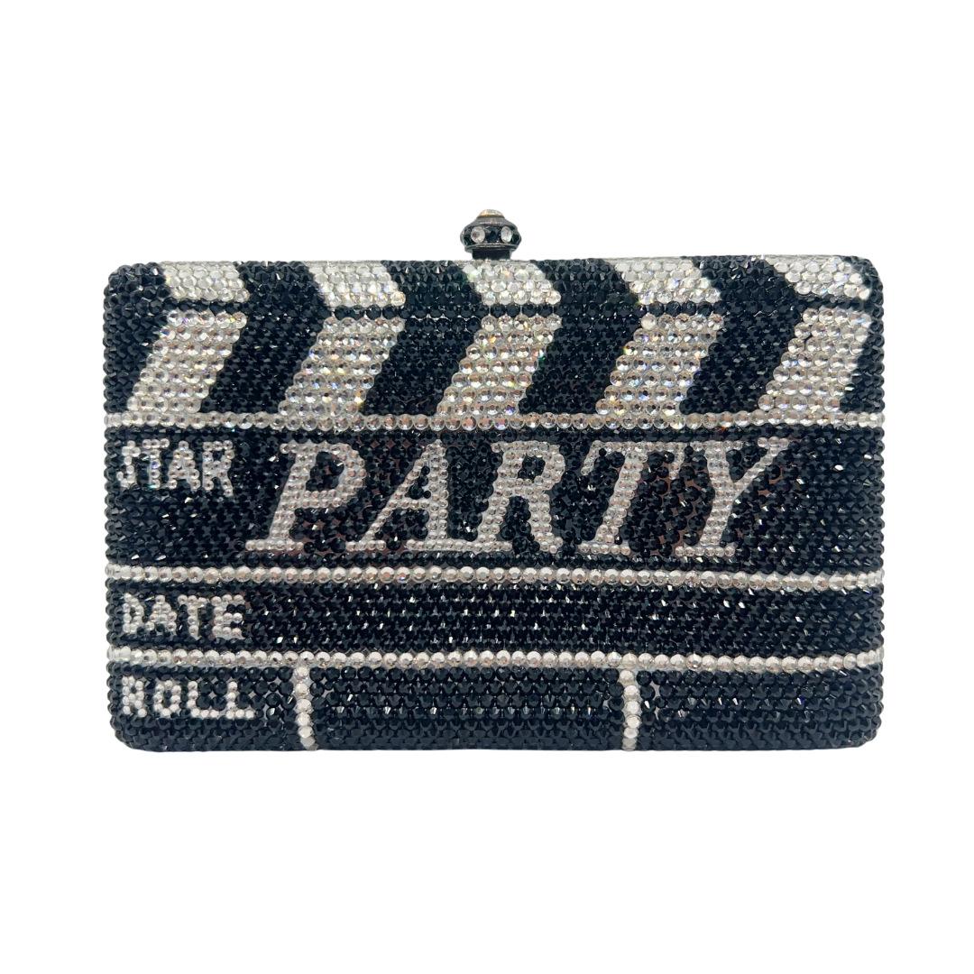 

Luxury Diamond Hard Metal Clutch Handbag Crystal Evening Bag with Full Letter Embellishment for Wedding Party Ladies Clutch 16.3cmX10.5cmX4.2cm