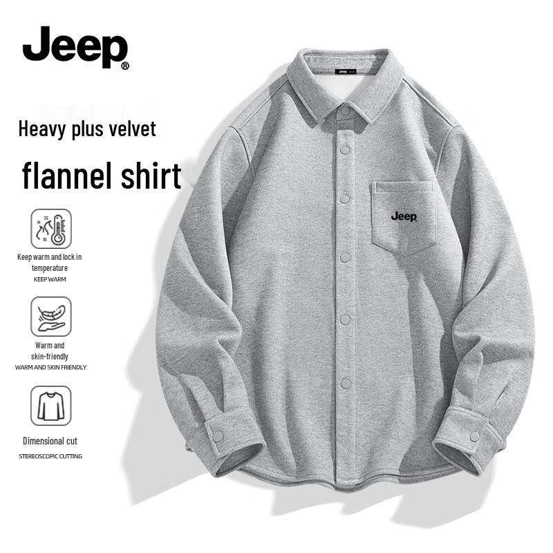 JEEP Men s Fleece-Lined Thermal Long-Sleeve Shirt M