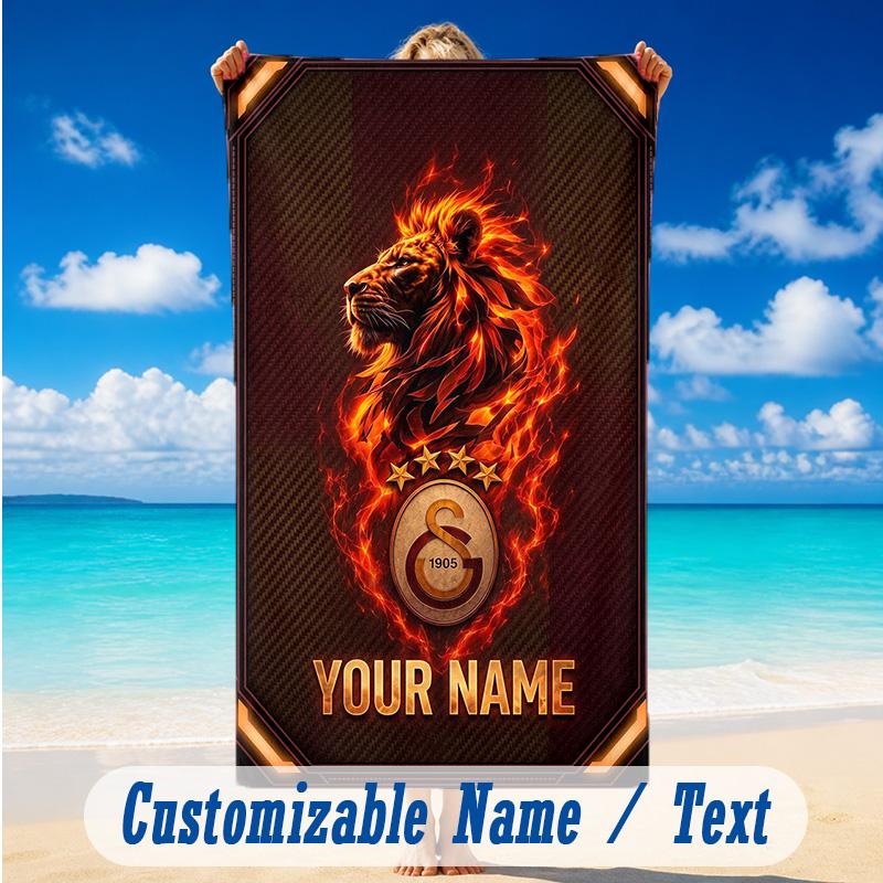 Beach Towel Custom Name Text, Quick Dry Large Towel For Beach HomeGalatasaray FC