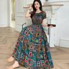 Bohemian Maxi Dress With Elastic Waist For Summer Beach Vacation And Artful Style