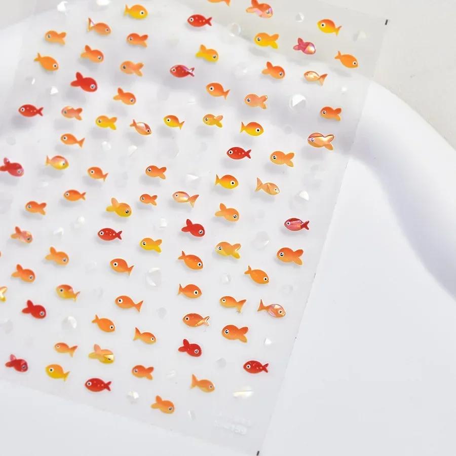 Laser Sliver Star Ocean Dolphin Whale Shoal of Fish Bubbles Sea Marine Organisms Nail Art Sticker Self Adhesive Manicure Decal