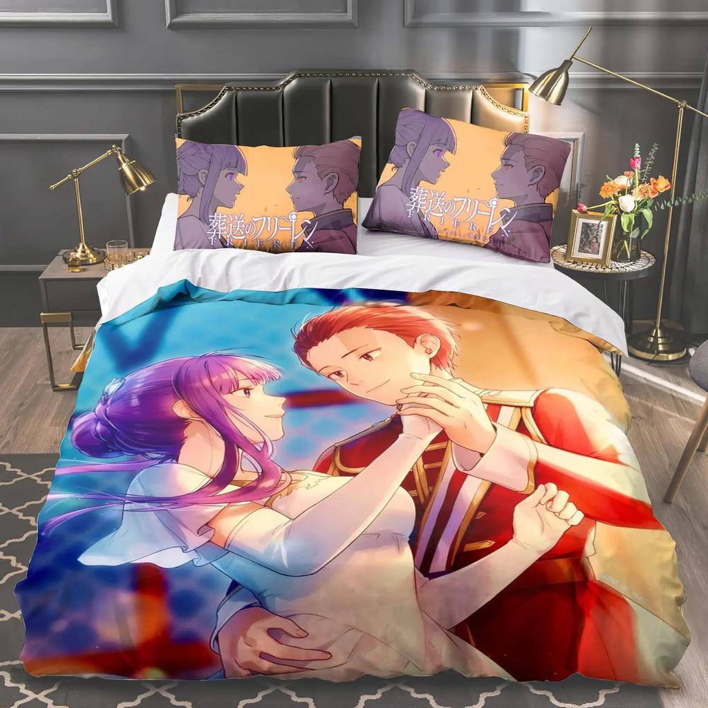 Comforter Anime Frieren Bedding Set Boys Girls Twin Queen King Size Bed Boys Adult Home Textileextile
