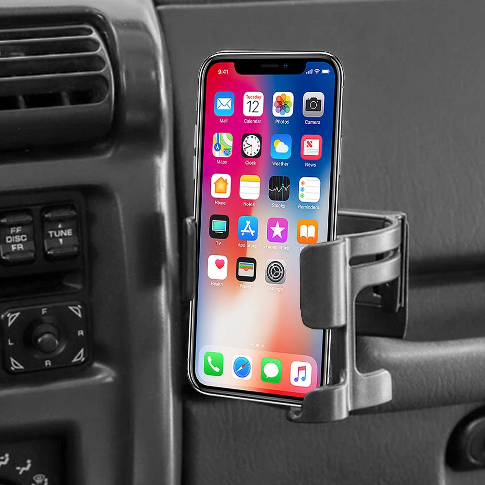 Car Cup Phone Holder for Wrangler JL 2018 2019 Rubicon Unlimited 2 in 1 Bolt-on Multi-Function Drink Stand Bracket